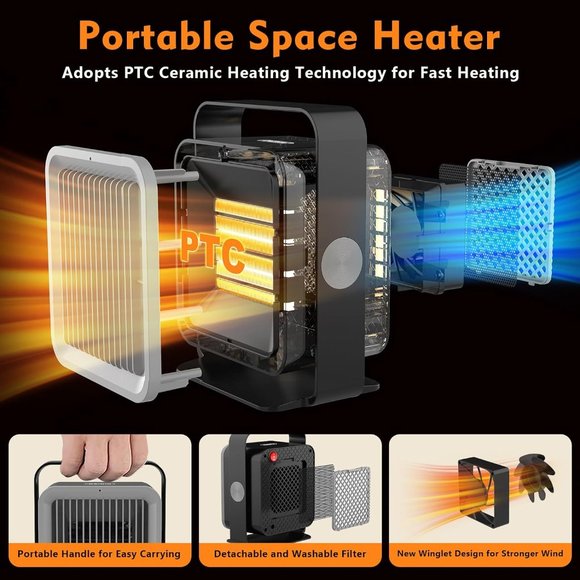 Small Portable‎ Space Heater 400W/600W - Picture 5 of 9
